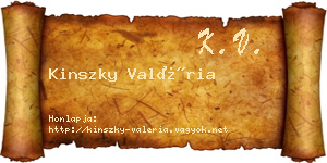 Kinszky Valéria névjegykártya